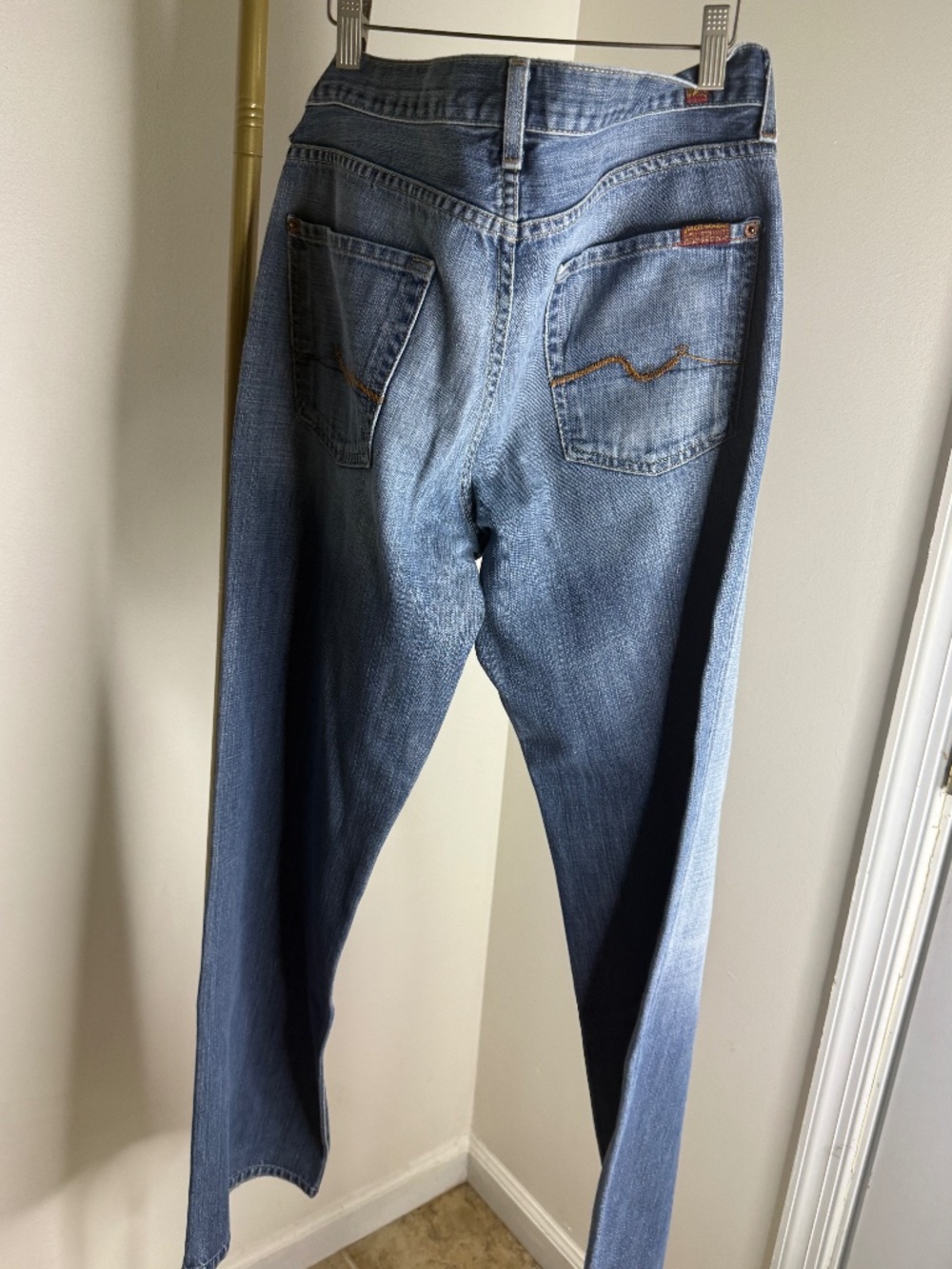 7 For All Mankind Jeans Size 32 Medium Wash Straight Leg Premium Denim - Picture 11 of 14